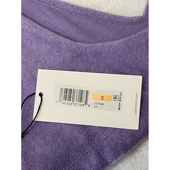 Calvin Klein Jeans V-Neck Bralette - Chalk Violet, Size S, New - Picture 6 of 8